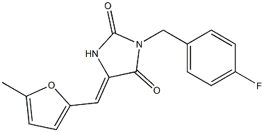 3-(4-fluorobenzyl)-5-[(5-methyl-2-furyl)methylene]imidazolidine-2,4-dione Struktur