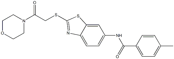 4-methyl-N-(2-{[2-(4-morpholinyl)-2-oxoethyl]sulfanyl}-1,3-benzothiazol-6-yl)benzamide Struktur