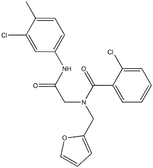 2-chloro-N-[2-(3-chloro-4-methylanilino)-2-oxoethyl]-N-(2-furylmethyl)benzamide Struktur