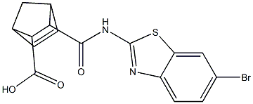 3-{[(6-bromo-1,3-benzothiazol-2-yl)amino]carbonyl}bicyclo[2.2.1]hept-5-ene-2-carboxylic acid Struktur