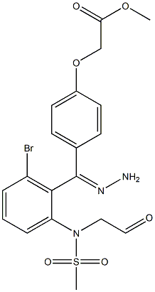 methyl [4-(2-{[3-bromo(methylsulfonyl)anilino]acetyl}carbohydrazonoyl)phenoxy]acetate Struktur