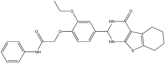 2-[2-ethoxy-4-(4-oxo-1,2,3,4,5,6,7,8-octahydro[1]benzothieno[2,3-d]pyrimidin-2-yl)phenoxy]-N-phenylacetamide Struktur