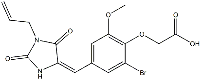 {4-[(1-allyl-2,5-dioxo-4-imidazolidinylidene)methyl]-2-bromo-6-methoxyphenoxy}acetic acid Struktur