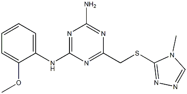 N-(4-amino-6-{[(4-methyl-4H-1,2,4-triazol-3-yl)sulfanyl]methyl}-1,3,5-triazin-2-yl)-N-(2-methoxyphenyl)amine Struktur