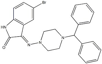 3-[(4-benzhydryl-1-piperazinyl)imino]-5-bromo-1,3-dihydro-2H-indol-2-one Struktur