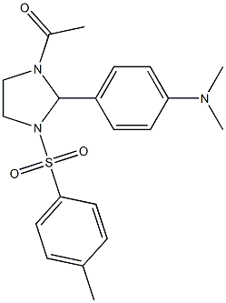 4-{1-acetyl-3-[(4-methylphenyl)sulfonyl]-2-imidazolidinyl}-N,N-dimethylaniline Struktur