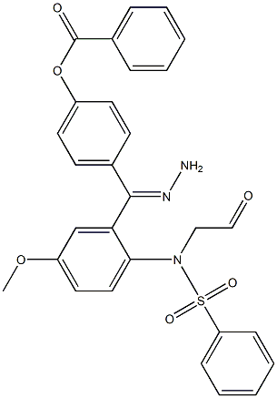 4-(2-{[4-methoxy(phenylsulfonyl)anilino]acetyl}carbohydrazonoyl)phenyl benzoate Struktur