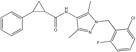 N-[1-(2-chloro-6-fluorobenzyl)-3,5-dimethyl-1H-pyrazol-4-yl]-2-phenylcyclopropanecarboxamide Struktur