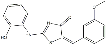 2-(2-hydroxyanilino)-5-(3-methoxybenzylidene)-1,3-thiazol-4(5H)-one Struktur