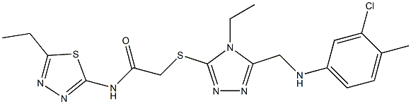 2-({5-[(3-chloro-4-methylanilino)methyl]-4-ethyl-4H-1,2,4-triazol-3-yl}sulfanyl)-N-(5-ethyl-1,3,4-thiadiazol-2-yl)acetamide Struktur