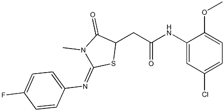 N-(5-chloro-2-methoxyphenyl)-2-{2-[(4-fluorophenyl)imino]-3-methyl-4-oxo-1,3-thiazolidin-5-yl}acetamide Struktur