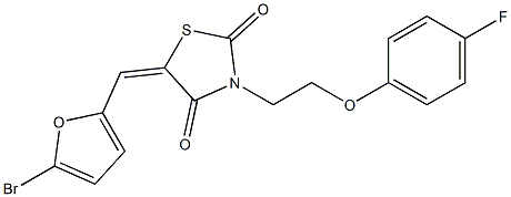 5-[(5-bromo-2-furyl)methylene]-3-[2-(4-fluorophenoxy)ethyl]-1,3-thiazolidine-2,4-dione Struktur