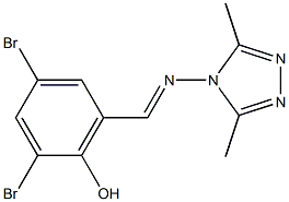 2,4-dibromo-6-{[(3,5-dimethyl-4H-1,2,4-triazol-4-yl)imino]methyl}phenol Struktur