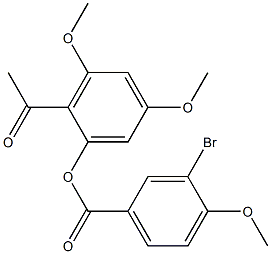 2-acetyl-3,5-dimethoxyphenyl 3-bromo-4-methoxybenzoate Struktur