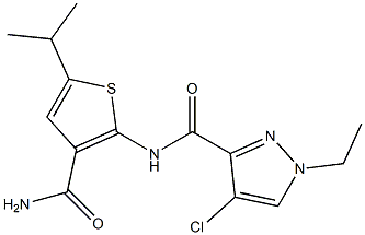 N-[3-(aminocarbonyl)-5-isopropyl-2-thienyl]-4-chloro-1-ethyl-1H-pyrazole-3-carboxamide Struktur