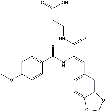 N-{3-(1,3-benzodioxol-5-yl)-2-[(4-methoxybenzoyl)amino]acryloyl}-beta-alanine Struktur