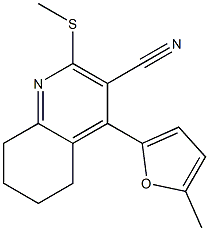 4-(5-methyl-2-furyl)-2-(methylsulfanyl)-5,6,7,8-tetrahydro-3-quinolinecarbonitrile Struktur