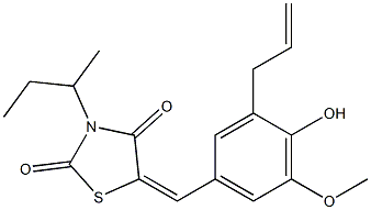 5-(3-allyl-4-hydroxy-5-methoxybenzylidene)-3-sec-butyl-1,3-thiazolidine-2,4-dione Struktur