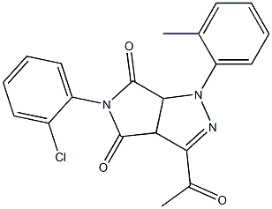 3-acetyl-5-(2-chlorophenyl)-1-(2-methylphenyl)-3a,6a-dihydropyrrolo[3,4-c]pyrazole-4,6(1H,5H)-dione Struktur