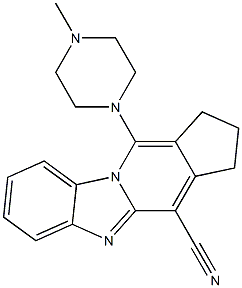 11-(4-methyl-1-piperazinyl)-2,3-dihydro-1H-cyclopenta[4,5]pyrido[1,2-a]benzimidazole-4-carbonitrile Struktur