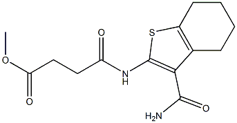 methyl 4-{[3-(aminocarbonyl)-4,5,6,7-tetrahydro-1-benzothien-2-yl]amino}-4-oxobutanoate Struktur