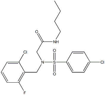 N-butyl-2-{(2-chloro-6-fluorobenzyl)[(4-chlorophenyl)sulfonyl]amino}acetamide Struktur