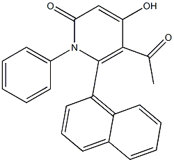 5-acetyl-4-hydroxy-6-(1-naphthyl)-1-phenyl-2(1H)-pyridinone Struktur