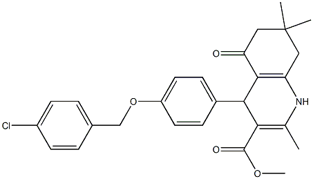 methyl 4-{4-[(4-chlorobenzyl)oxy]phenyl}-2,7,7-trimethyl-5-oxo-1,4,5,6,7,8-hexahydro-3-quinolinecarboxylate Struktur