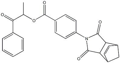 1-methyl-2-oxo-2-phenylethyl 4-(3,5-dioxo-4-azatricyclo[5.2.1.0~2,6~]dec-8-en-4-yl)benzoate Struktur