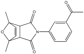 4-(3-acetylphenyl)-1,7-dimethyl-10-oxa-4-azatricyclo[5.2.1.0~2,6~]dec-8-ene-3,5-dione Struktur