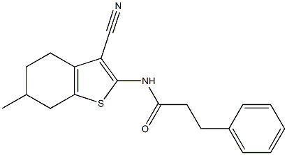 N-(3-cyano-6-methyl-4,5,6,7-tetrahydro-1-benzothien-2-yl)-3-phenylpropanamide Struktur