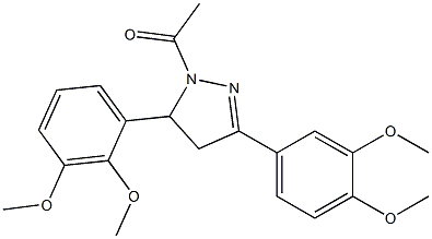 1-acetyl-5-(2,3-dimethoxyphenyl)-3-(3,4-dimethoxyphenyl)-4,5-dihydro-1H-pyrazole Struktur