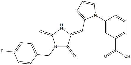 3-(2-{[1-(4-fluorobenzyl)-2,5-dioxo-4-imidazolidinylidene]methyl}-1H-pyrrol-1-yl)benzoic acid Struktur