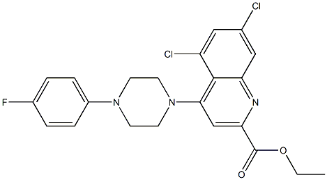 ethyl 5,7-dichloro-4-[4-(4-fluorophenyl)-1-piperazinyl]-2-quinolinecarboxylate Struktur