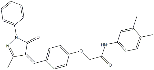 N-(3,4-dimethylphenyl)-2-{4-[(3-methyl-5-oxo-1-phenyl-1,5-dihydro-4H-pyrazol-4-ylidene)methyl]phenoxy}acetamide Struktur