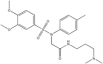 2-[{[3,4-bis(methyloxy)phenyl]sulfonyl}(4-methylphenyl)amino]-N-[3-(dimethylamino)propyl]acetamide Struktur