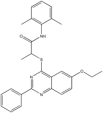 N-(2,6-dimethylphenyl)-2-[(6-ethoxy-2-phenyl-4-quinazolinyl)sulfanyl]propanamide Struktur