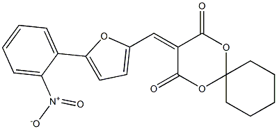 3-[(5-{2-nitrophenyl}-2-furyl)methylene]-1,5-dioxaspiro[5.5]undecane-2,4-dione Struktur