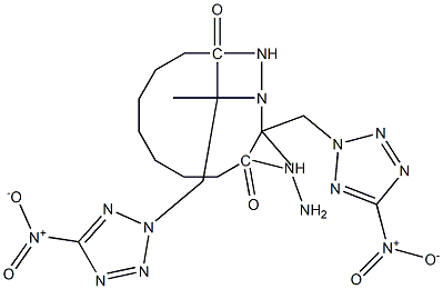 N'~1~,N'~9~-bis(2-{5-nitro-2H-tetraazol-2-yl}-1-methylethylidene)nonanedihydrazide Struktur