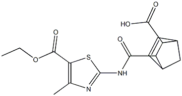 3-({[5-(ethoxycarbonyl)-4-methyl-1,3-thiazol-2-yl]amino}carbonyl)bicyclo[2.2.1]hept-5-ene-2-carboxylic acid Struktur