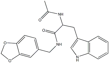 2-(acetylamino)-N-(1,3-benzodioxol-5-ylmethyl)-3-(1H-indol-3-yl)propanamide Struktur