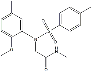 2-{2-methoxy-5-methyl[(4-methylphenyl)sulfonyl]anilino}-N-methylacetamide Struktur