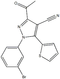 3-acetyl-1-(3-bromophenyl)-5-(2-thienyl)-1H-pyrazole-4-carbonitrile Struktur