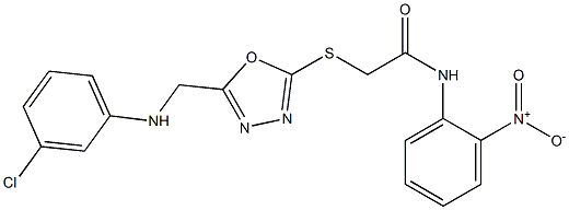 2-[(5-{[(3-chlorophenyl)amino]methyl}-1,3,4-oxadiazol-2-yl)sulfanyl]-N-{2-nitrophenyl}acetamide Struktur