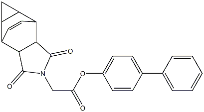 [1,1'-biphenyl]-4-yl (3,5-dioxo-4-azatetracyclo[5.3.2.0~2,6~.0~8,10~]dodec-11-en-4-yl)acetate Struktur