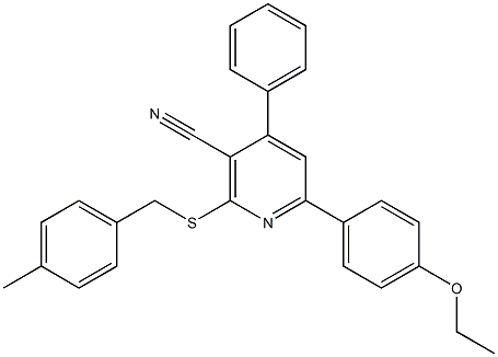 6-(4-ethoxyphenyl)-2-[(4-methylbenzyl)sulfanyl]-4-phenylnicotinonitrile Struktur