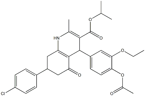 isopropyl 4-[4-(acetyloxy)-3-ethoxyphenyl]-7-(4-chlorophenyl)-2-methyl-5-oxo-1,4,5,6,7,8-hexahydro-3-quinolinecarboxylate Struktur