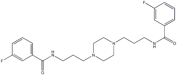 3-fluoro-N-[3-(4-{3-[(3-fluorobenzoyl)amino]propyl}-1-piperazinyl)propyl]benzamide Struktur