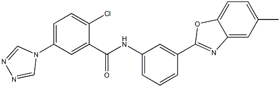 2-chloro-N-[3-(5-methyl-1,3-benzoxazol-2-yl)phenyl]-5-(4H-1,2,4-triazol-4-yl)benzamide Struktur