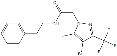 2-[4-bromo-5-methyl-3-(trifluoromethyl)-1H-pyrazol-1-yl]-N-(2-phenylethyl)acetamide Struktur